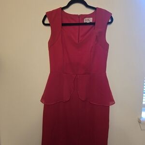 R&K Vibrant Pink Peplum Midi Dress